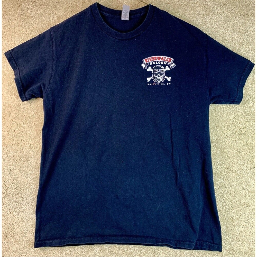 The Riverwalck Saloon Motorcycle Biker Parryville Partyville PA Medium T Shirt
